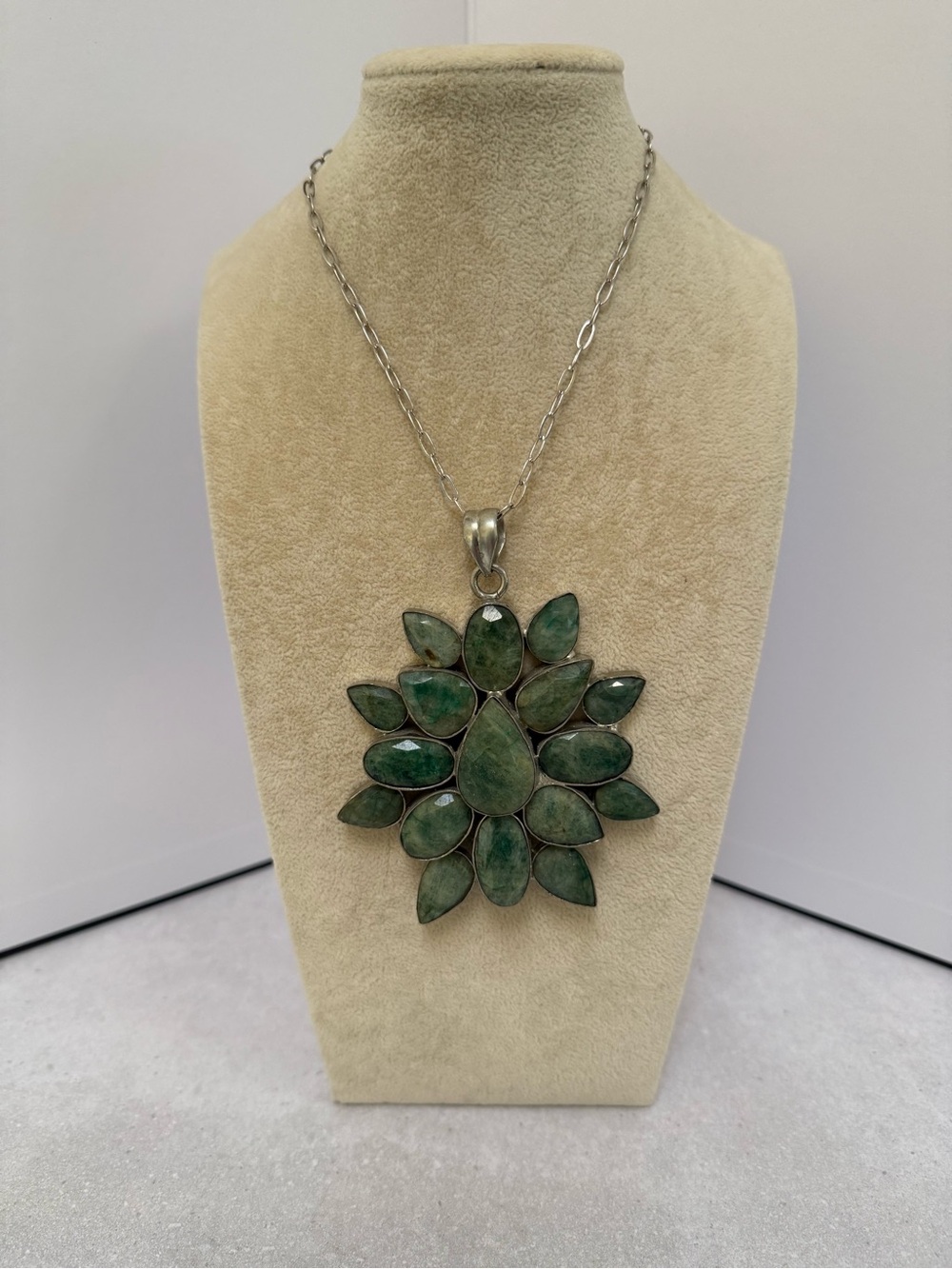 Handmade Raw Emerald Statement Pendant